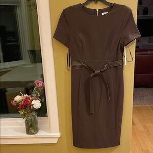 NWT Calvin Klein Chocolate Brown Midi Dress
